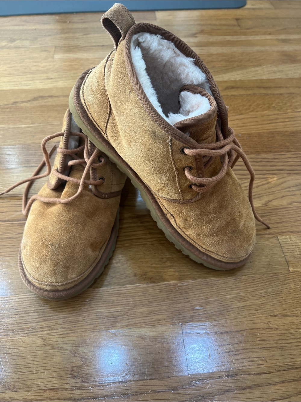 UGG Chestnut Suede Shearling-Lined Lace-Up Boots